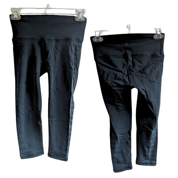 LULULEMON ATHLETICA Black Capri Cut Out Hashmark Side Leggings Size 4 - Picture 1 of 8